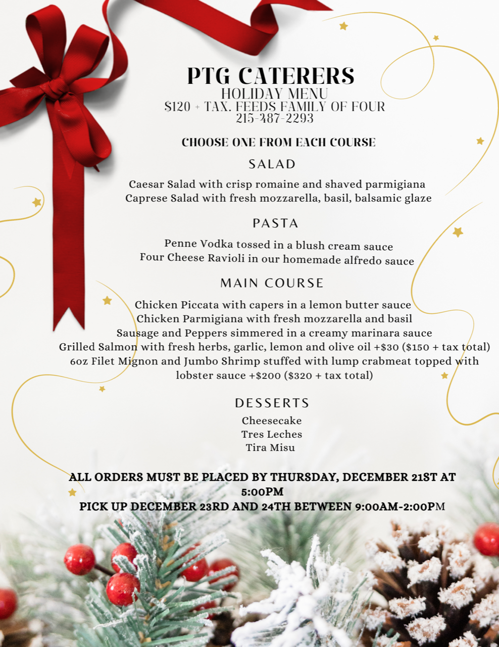 Christmas Dinner Menu